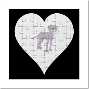 Weimaraner Heart Jigsaw Pieces Design - Gift for Weimaraner Lovers Posters and Art